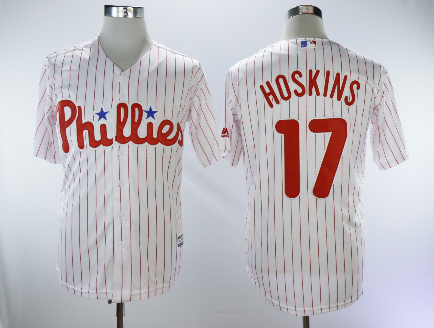 Men Philadelphia Phillies 17 Hoskins White Game MLB Jerseys